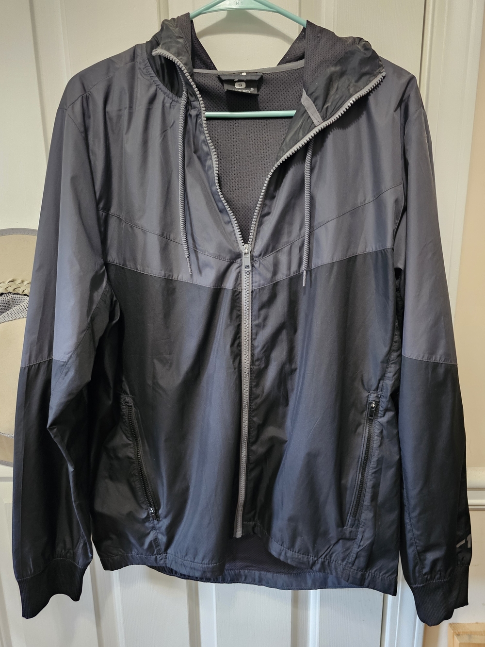 Black Hooded Windbreaker Jacket